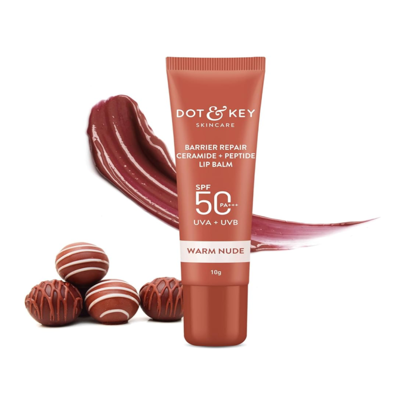 Dot & Key SPF50 Ceramide & Peptide Barrier Repair Lip Balm Warm Nude (10gm)