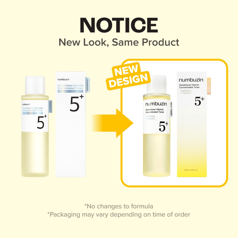 Numbuzin no 5 glutathione vitamin concentrated toner 200ml (Updated Version)